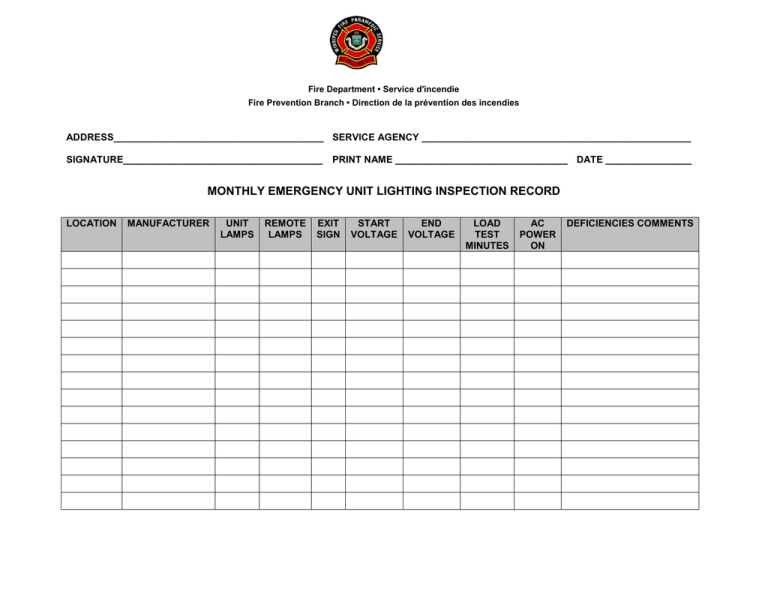 emergency lighting test certificate 2016 example