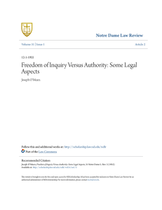 Freedom of Inquiry Versus Authority: Some Legal Aspects
