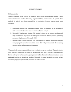 SEISMIC ANALYSIS 8.1 Introduction Stability of a slope