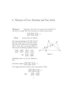6. Theorem of Ceva, Menelaus and Van Aubel.