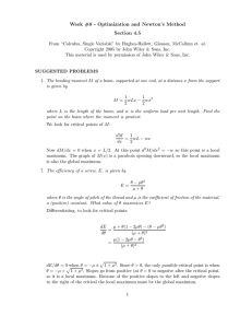 Week #8 - Optimization and Newton`s Method Section 4.5