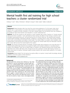 Mental health first aid training for high school teachers: a cluster