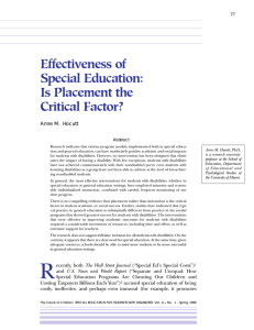 Effectiveness of Special Education: Is Placement the Critical Factor?
