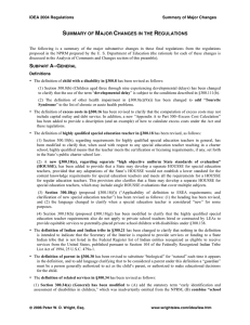 Summary of Changes in the IDEA 2004 Regulations