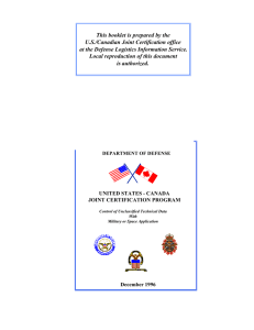 This booklet is prepared by the U.S./Canadian Joint Certification