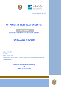 AIR ACCIDENT INVESTIGATION SECTOR UNRELIABLE AIRSPEED