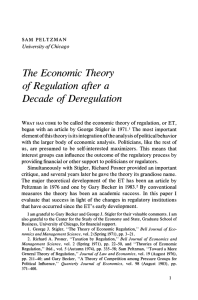 The Economic Theory of Regulation after a Decade of