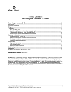 Type 2 Diabetes Screening and Treatment Guideline