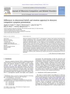 Differences in obsessional beliefs and emotion appraisal in