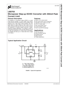 LM2703 Micropower Step-up DC/DC Converter with 350mA Peak