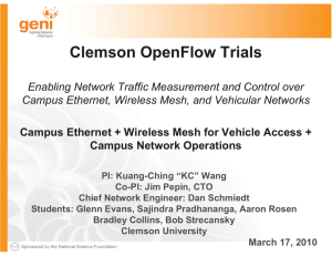 Clemson OpenFlow Trials