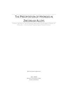 The Precipitation of Hydrides in Zirconium Alloys