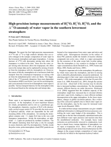 High-precision isotope measurements of H O, H O, H O, and the 17O