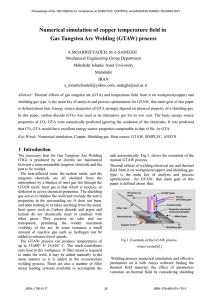 Numerical simulation of copper temperature field in Gas Tungsten