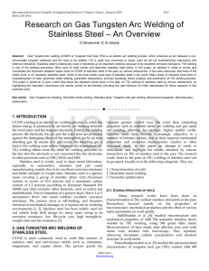 Research on Gas Tungsten Arc Welding of Stainless Steel – An