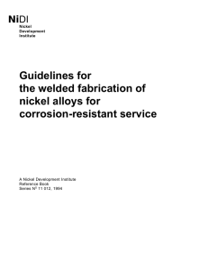 Guidelines for the welded fabrication of nickel alloys
