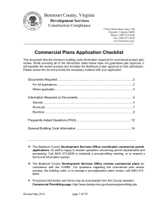 Botetourt County, Virginia Commercial Plans Application Checklist