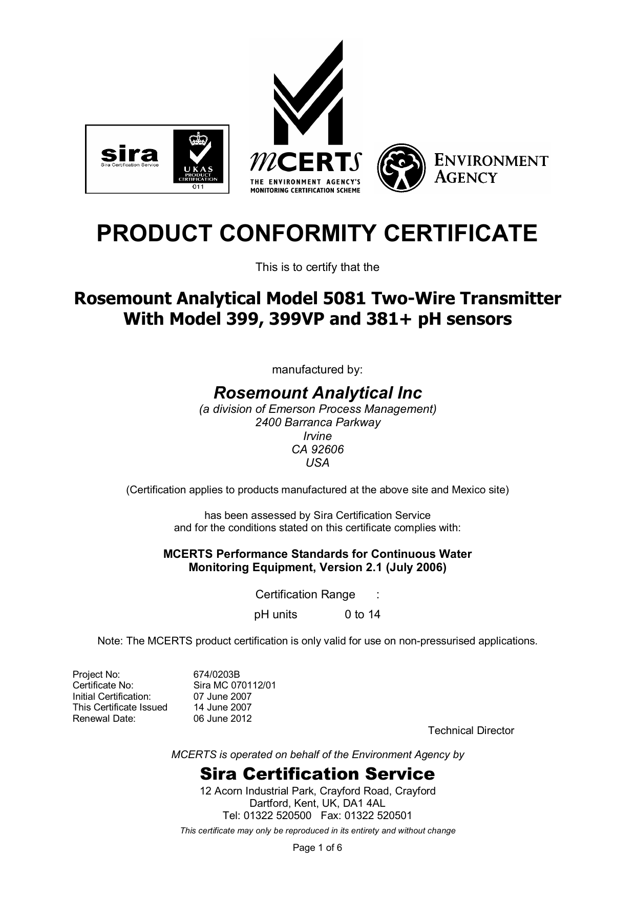 product conformity certificate