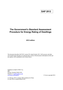 SAP 2012 The Government`s Standard Assessment Procedure