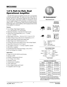 MC33502 1.0 V, Rail−to−Rail, Dual Operational