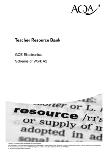 A-level Electronics Scheme of work Scheme of work: A2