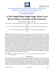 A New Single Phase Single Stage Three Level Power Factor