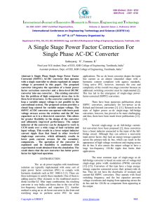 A Single Stage Power Factor Correction For Single Phase