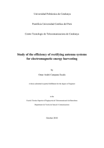 Study of the efficiency of rectifying antenna systems for