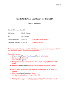 How to Write Your Lab Report for Chem 201