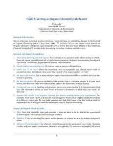 Topic 4: Writing an Organic Chemistry Lab Report