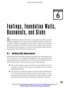 Footings, Foundation Walls, Basements, and Slabs