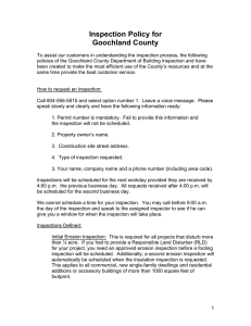 Inspection Policy for Goochland County