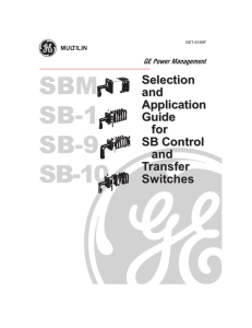 Selection and Application Guide for SB Control and Transfer Switches