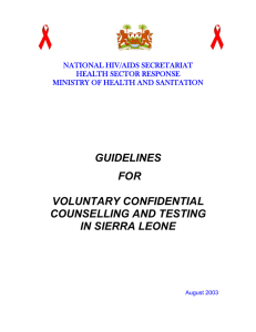 guidelines for voluntary confidential counselling and testing