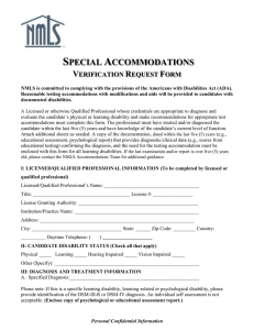 SPECIAL ACCOMMODATIONS VERIFICATION REQUEST FORM