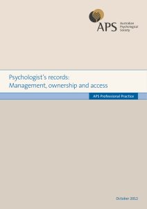 Psychologist`s records - Australian Psychological Society