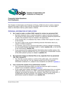 FOIP Frequently Asked Questions from Employees