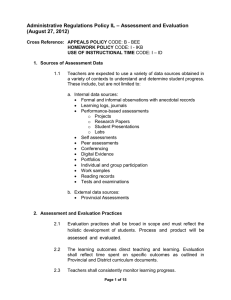 Administrative Regulations Policy IL – Assessment and Evaluation