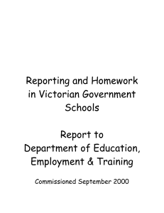 Reporting and Homework in Victorian Government Schools Report