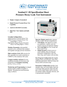 Sentinel C-20 Specification Sheet Pressure Decay Leak Test