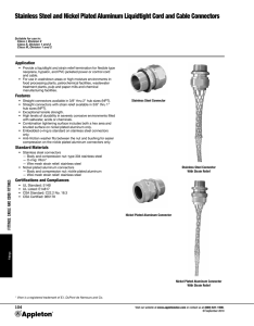 Stainless Steel and Nickel Plated Aluminum Liquidtight Cord and