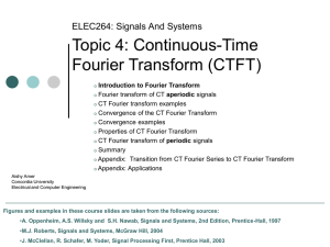 Topic 4: Continuous-Time Fourier Transform