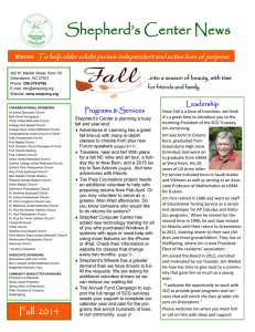 FALL 2014 Issue NEWS for web - Shepherd`s Center of Greensboro