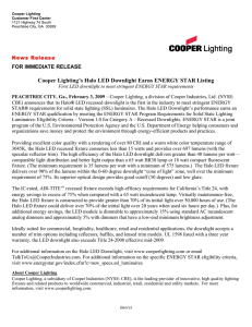 Cooper Lighting`s Halo LED Downlight Earns ENERGY STAR Listing