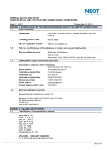 Sivu 1/31 MATERIAL SAFETY DATA SHEET GASOLINE 95 E10, 98