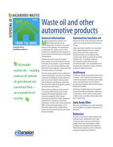 Waste Oil And Other Automotive Products
