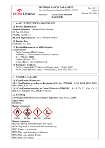 MATERIAL SAFETY DATA SHEET Substance UNLEADED MOTOR
