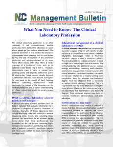 The Clinical Laboratory Profession - State Laboratory of Public Health