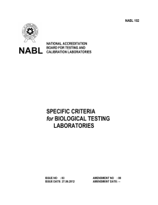 SPECIFIC CRITERIA for BIOLOGICAL TESTING LABORATORIES