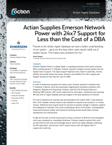 Actian Supplies Emerson Network Power with 24x7 Support for Less
